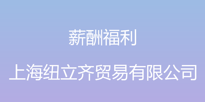 薪酬福利 - 上海纽立齐贸易有限公司